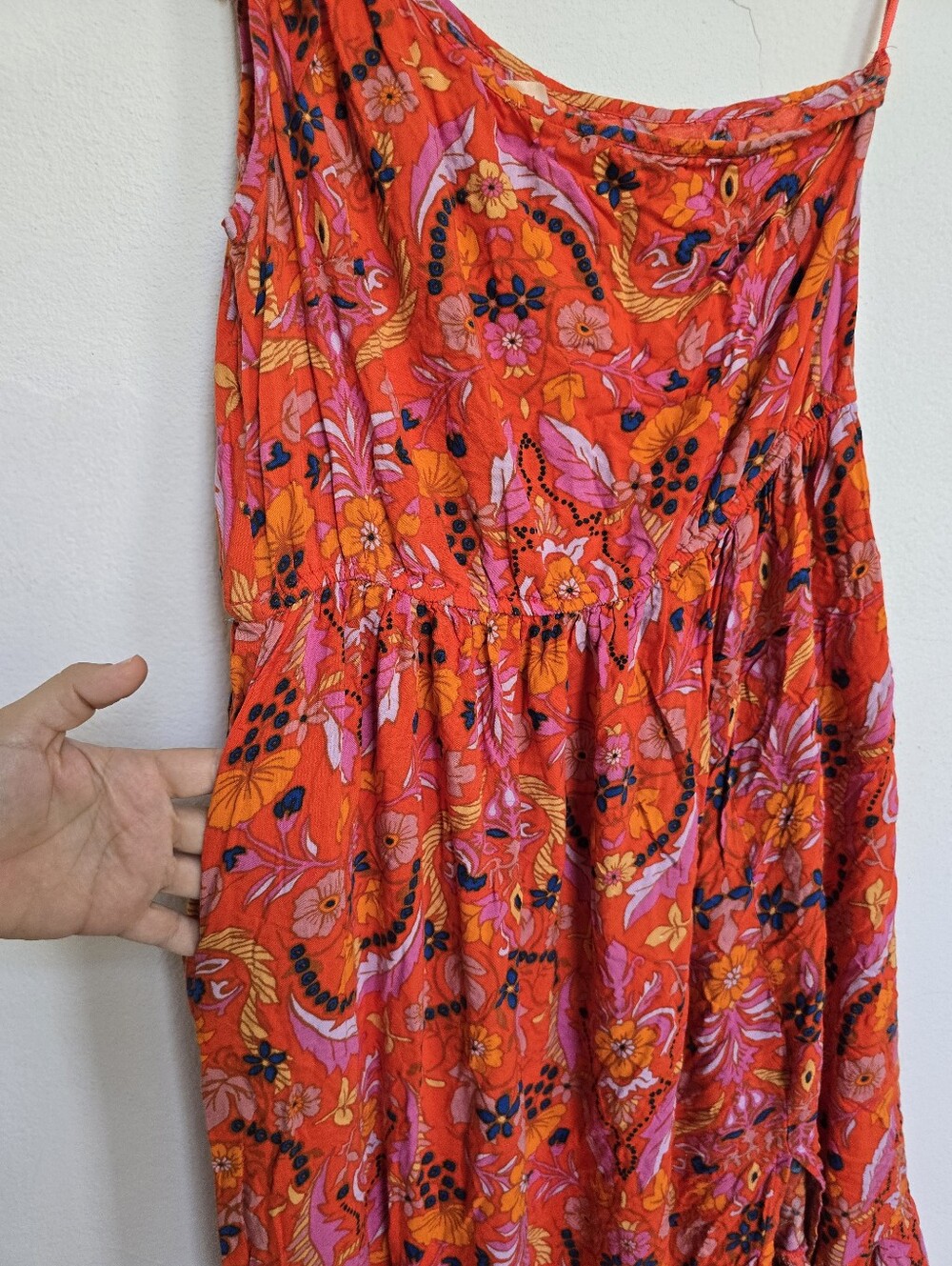Band of the Free One Shoulder Boho Floral Midi Dress L - Picture 7 of 15